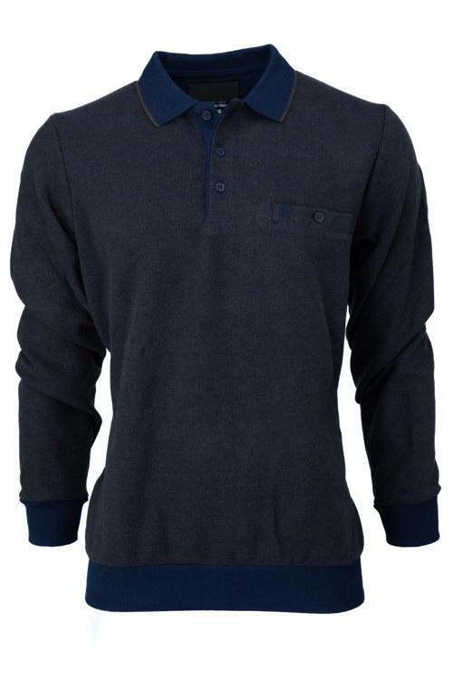 Erkek Kışlık Kazak Pamuklu Örme Düğmeli Polo Yaka Cepli Uzun Kollu Rennes Desenli Rahat Vizon 4XL