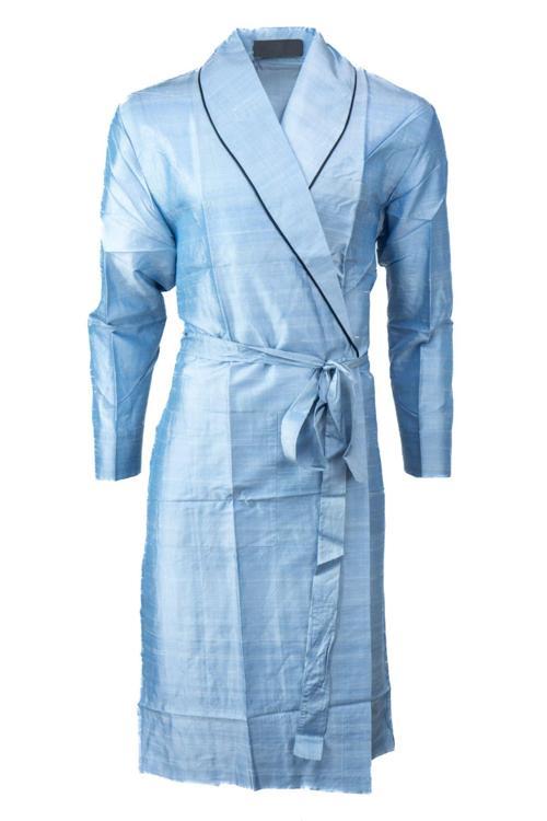 Erkek Şık Klasik Model Röpteşambır Premium Poplin Saten Çınar Model Cepli Rob Beli Kuşaklı Mavi M