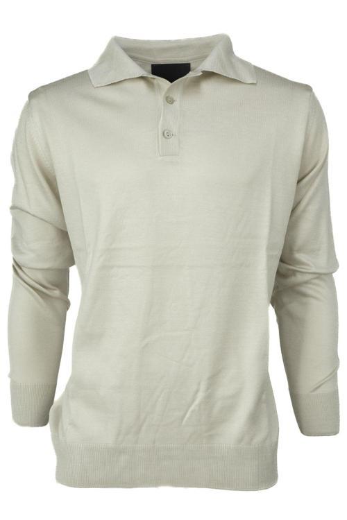 Erkek Yünlü Dokuma Kazak Cepsiz Polo Yaka Düz Renk Klasik Model Rahat Kesim Tam Kalıp Taş Rengi M