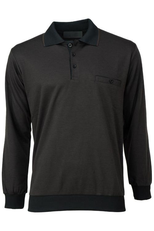 Erkek Kışlık Kazak Pamuklu Dokuma Düğmeli Polo Yaka Cepli Uzun Kollu Tarih Desenli Rahat Kahverengi 2XL