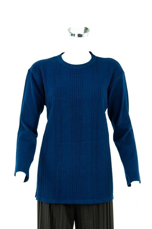 Kadın Parlement Mavi Kışlık Normal Kesim Likralı Pamuklu Kardelen Dokuma Anne Kazak Parlament Mavi L