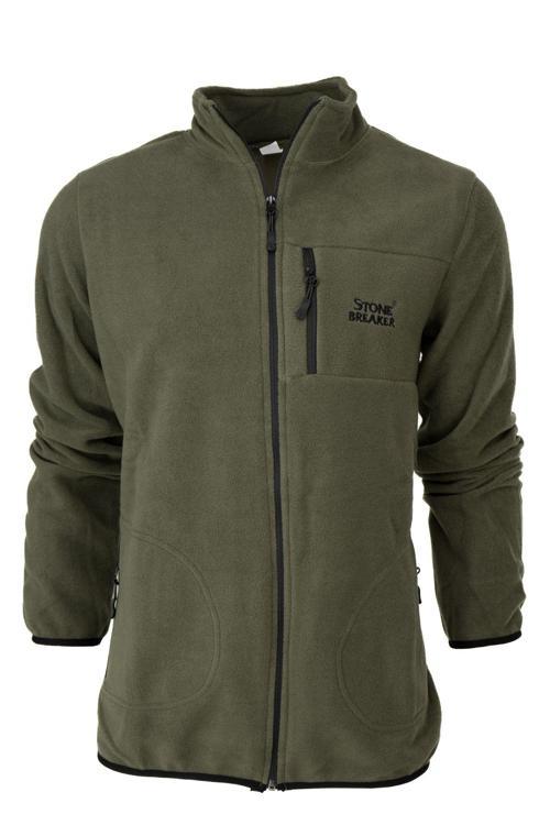 Erkek Kışlık Polar Sweatshirt Hırka Önü Cepleri Fermuarlı Hakim Yaka Rahat Rahatanti Pilling Haki S