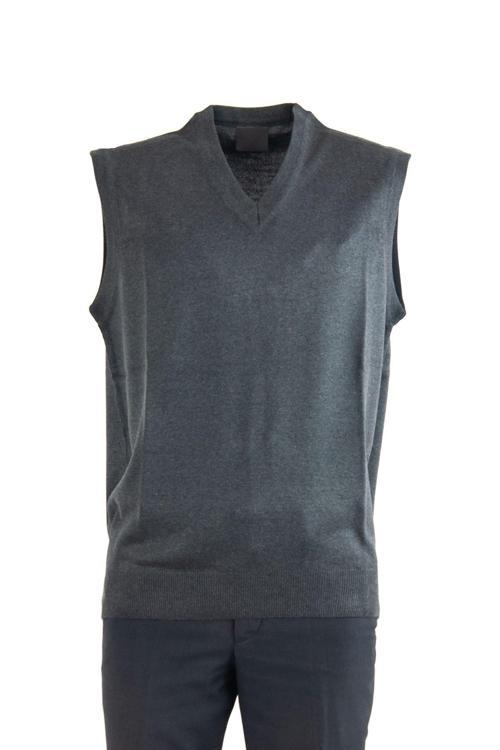 Erkek V Yakalı Düz Renk Klasik Model Rahat Kesim Tam Kalıp Ince Yünlü Dokuma Süveter Antrasit S