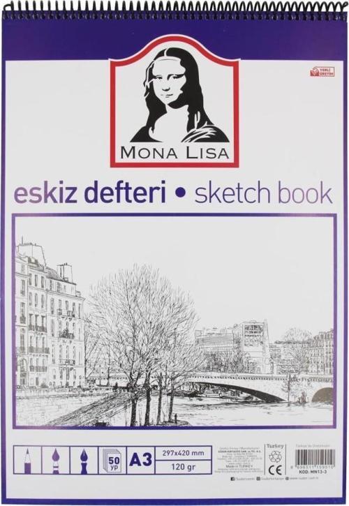 Monalisa A3 Eskiz Defteri Telli 120 Gram 50 Yaprak Mn13-3