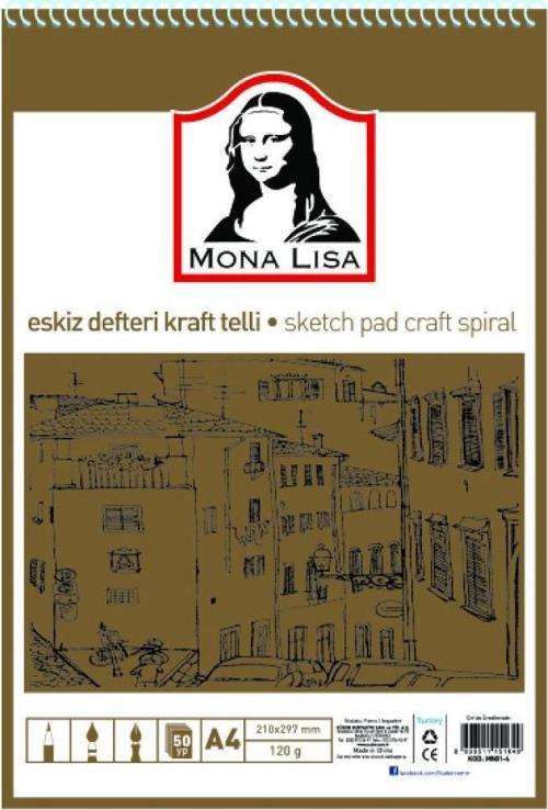 Monalisa A4 Eskiz Defteri Telli Kraft 100 Gram 50 Yaprak Mn01-4
