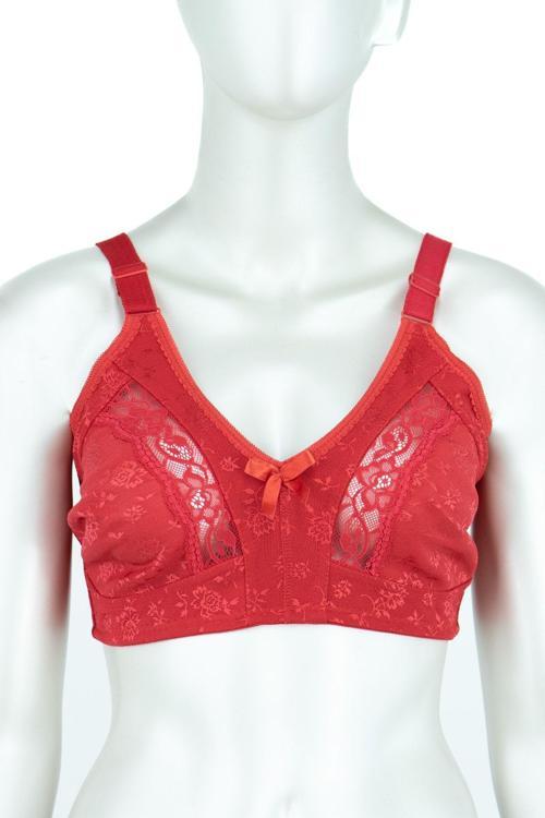 Kadın Mevsimlik Üç Kademeli Kopçeli Numaralı Viyonklu Dantelli Biyeli Rahat Kalıp Sütyen Kırmızı 90