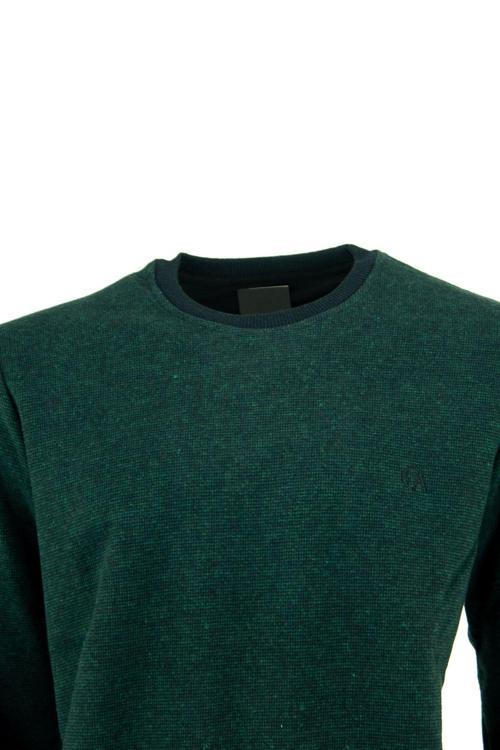 Erkek Kışlık Düğmeli Bisiklet Yaka Armalı Uzun Kollu Kırçıllı Şardonlu Pamuklu Dokuma Kazak Haki 2XL