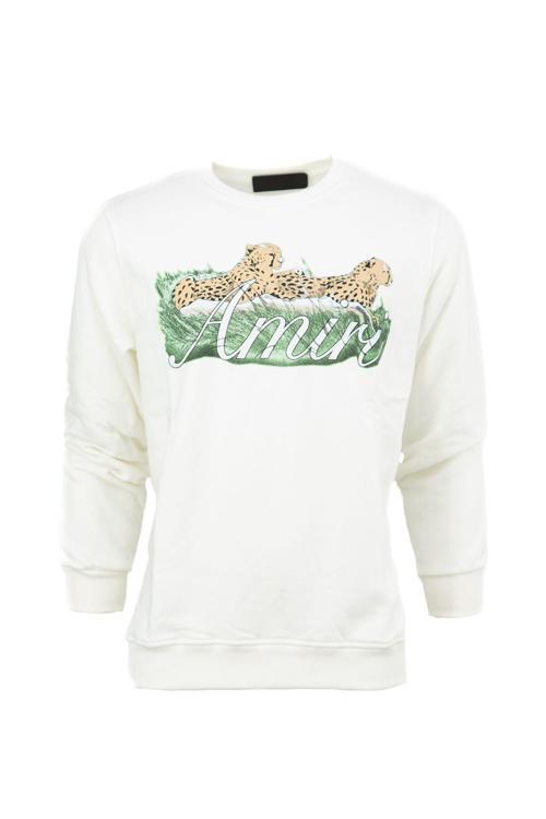 Erkek Mevsimlik Amir Premium Pamuklu Kumaş İki İplik Sweatshirt Logolu Model Regular Fit Beyaz XL