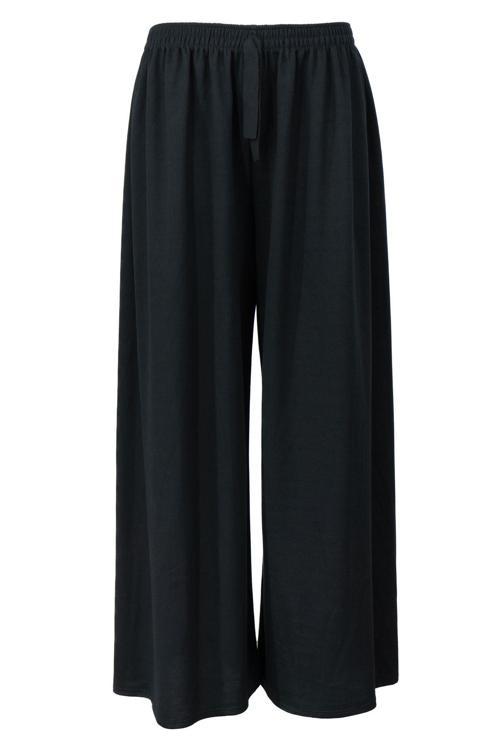 Kadın Kışlık Pantolon Duble Kumaş Beli Lastikli Jumbo Battal Beden Rahat Kesim Tam Kalıp Siyah Standart