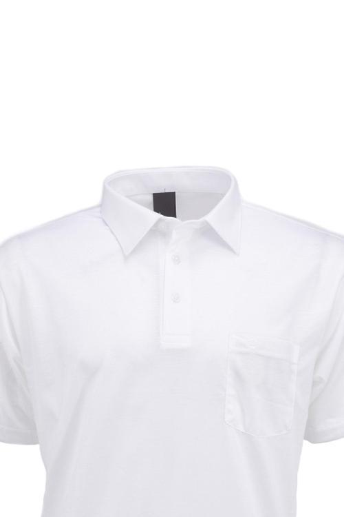 Erkek Gömlek Yaka Cepli Kısa Kollu Normal Kesim Tam Kalıp Premium Pamuklu Kumaş T-Shirt Beyaz XL