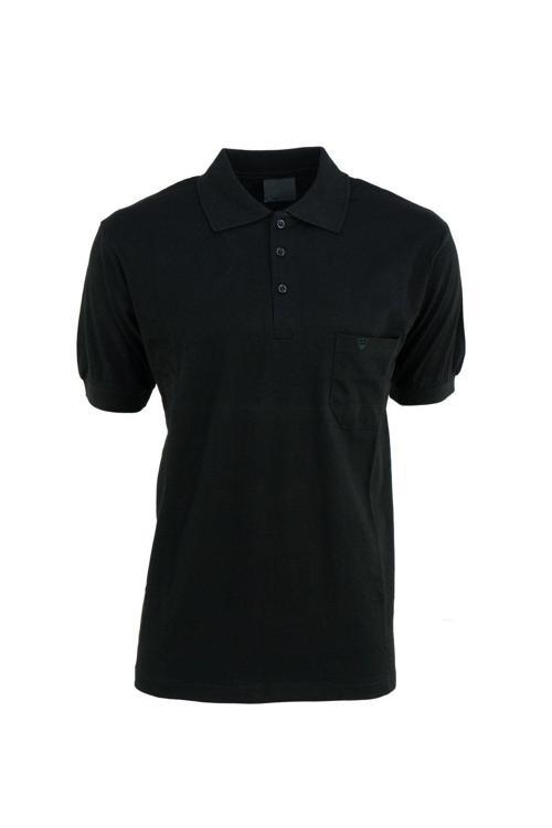 Erkek Polo Yaka Cepli Kısa Kollu Hilfiger Model Normal Kesim Pamuklu Lakos Kumaş Tişört Siyah 2XL