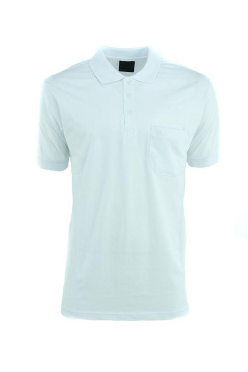 Erkek Polo Yaka Cepli Kısa Kollu Hilfiger Model Normal Kesim Pamuklu Lakos Kumaş Tişört Beyaz M