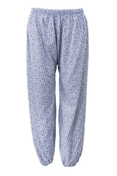Kadın Yazlık Içlik Anne Pijama Altı Battal Beden Lastikli Paça %100 Pamuk Çiçek Desenliklasik Patlıcan Moru 2XL