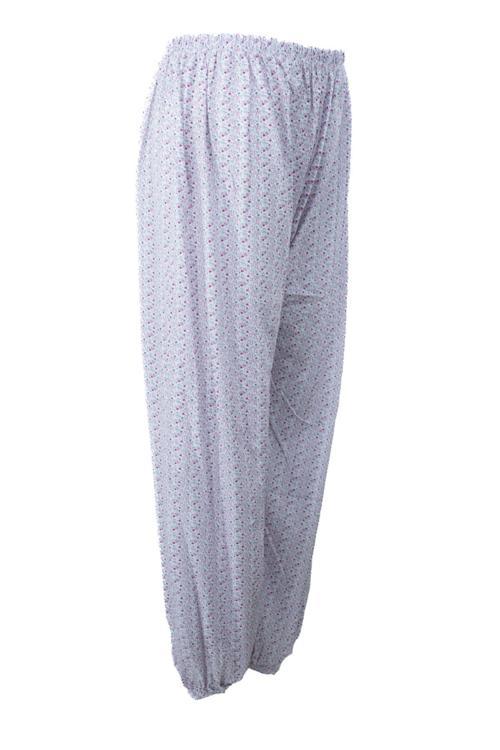 Kadın Yazlık Içlik Anne Pijama Altı Battal Beden Lastikli Paça %100 Pamuk Çiçek Desenliklasik Fuşya 2XL