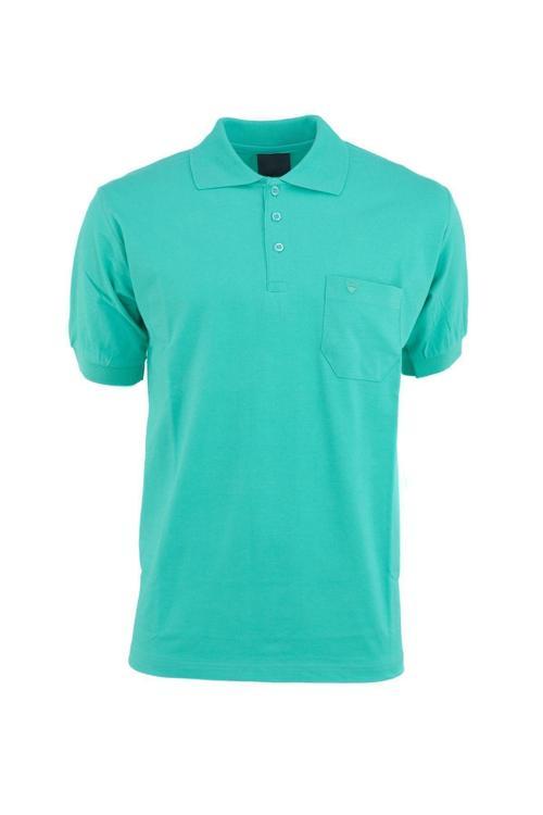 Erkek Polo Yaka Cepli Kısa Kollu Hilfiger Model Normal Kesim Pamuklu Lakos Kumaş Tişört Turkuaz L