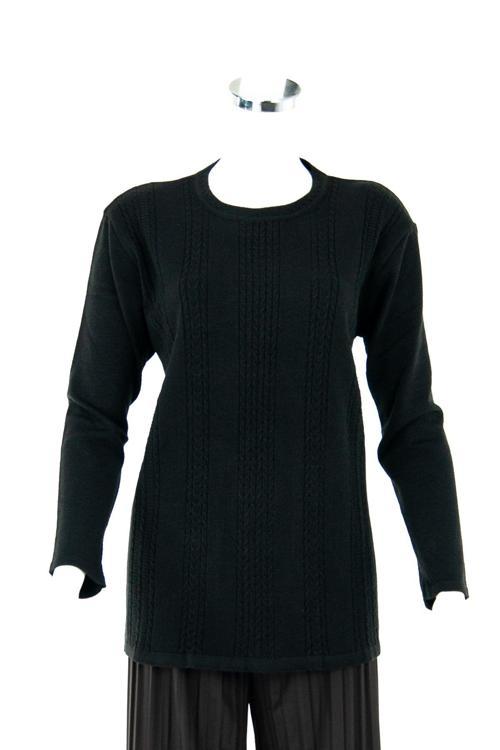 Kadın Siyah Kışlık Normal Kesim Likralı Pamuklu Kardelen Dokuma Anne Kazak Siyah M