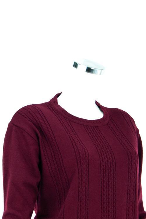 Kadın Bordo Kışlık Normal Kesim Likralı Pamuklu Kardelen Dokuma Anne Kazak Bordo XL