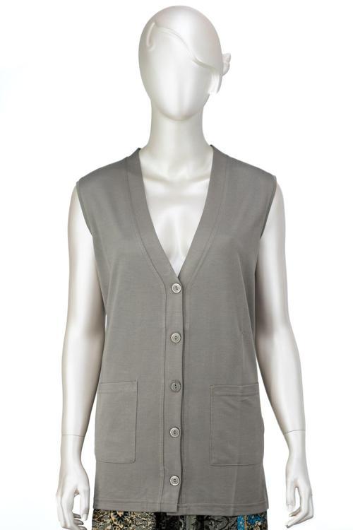 Kadın Glorya Penye Kumaş Anne Yelek Düz Renk Uzun Kollu Cepli Likrasız Rahat Kesim Tam Kalıp Su Yeşili L