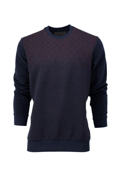 Erkek Mevsimlik Doğal Pamuklu Şık Sweatshirt Bisiklet Yaka Panolu Rahat Kesim Tam Kalıp Lacivert M