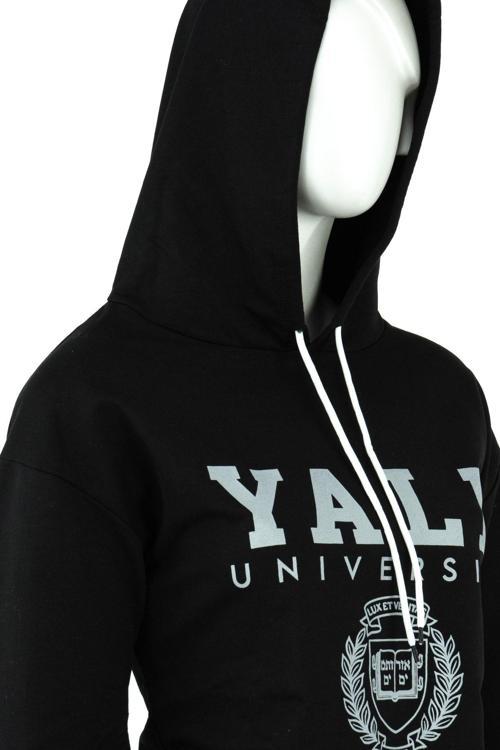 Kadın Moda Desenli Sportif Rahat Kesim Uzun Kollu Kapüşonlu Sweatshirt Siyah M