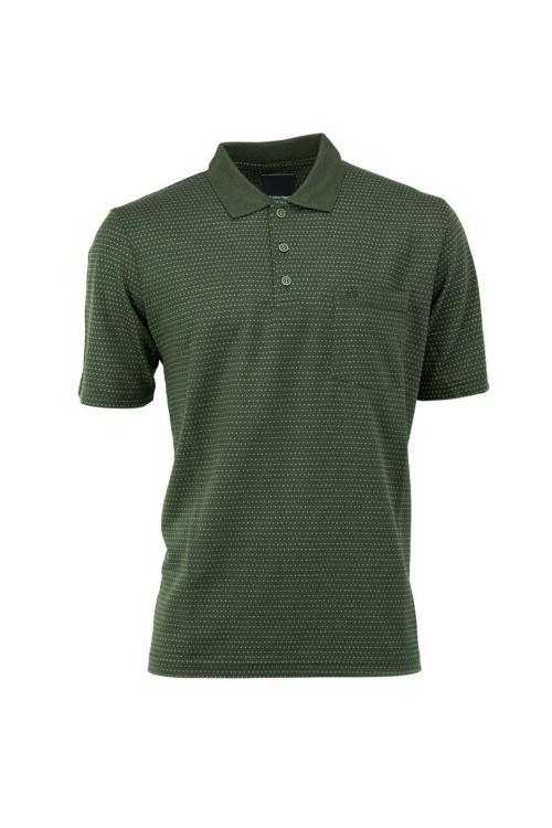 Erkek Polo Yaka Cepli Kısa Kollu Tam Kalıp Normal Kesim Pamuklu Kumaş T-Shirt Haki M