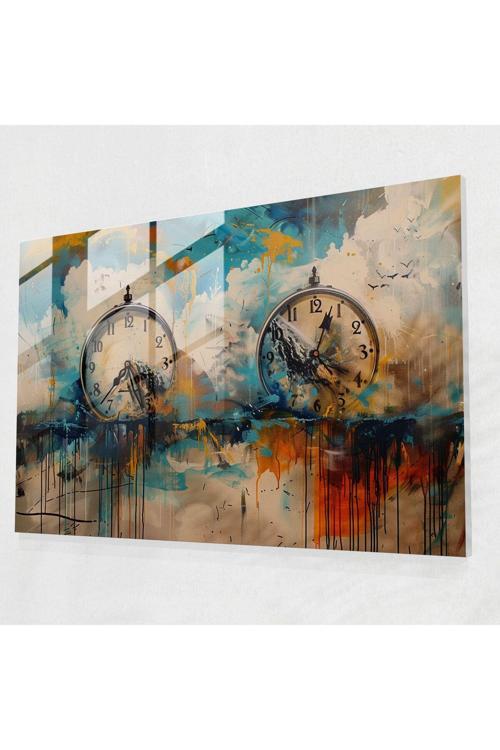 Salvador Dali Damlayan Saat Yüzleri Cam Tablo, Salvador Dali, Modern Sanat, Cam Duvar Tablosu
