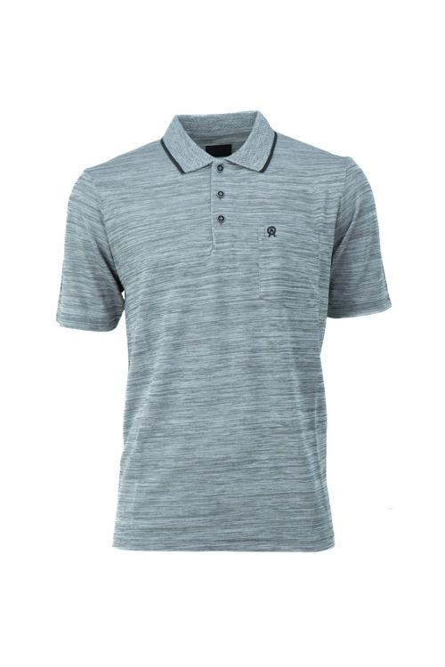 Erkek Polo Yaka Cepli Kısa Kol Puntolu Kırçıllı Desenli Tam Kalıp Pamuklu Kumaş T-Shirt Siyah M