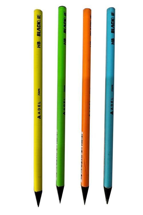 Kurşun Kalem 4 Adet Black Neon HB Siyah Kurşun Kalem Black Neon Desenli HB Kalem Yerli Üretim