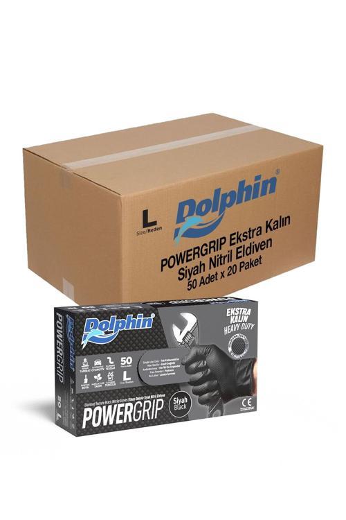 Dolphin Powergrip Ekstra Kalın Turuncu Nitril Eldiven Elmas Dokulu L 50 adet