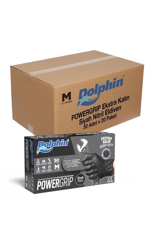 Dolphin Powergrip Ekstra Kalın Turuncu Nitril Eldiven Elmas Dokulu M 50 adet