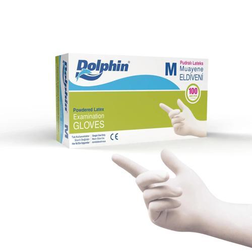 Dolphin Pudrasız Lateks Muayene Eldiveni L Beden 100 Adet - Mdr