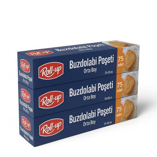 Roll-up Buzdolabı Poşeti Orta Boy 24x38cm 75 Adet X 3 Paket