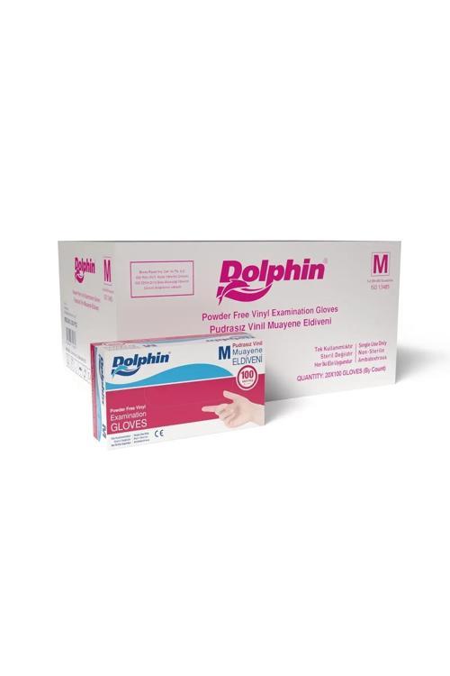 Dolphin Beyaz Vinil Eldiveni Pudrasız M 100 Adet X 20 Paket - Koli