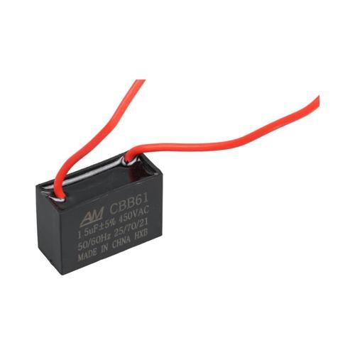 1.5 MF 450 V Siyah Kablolu Kare Tip Kutupsuz Kondansatör Kapasitör