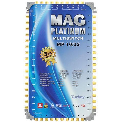 Mag Platinum 10-32 Sonlu Çanak Anten Uydu Digitürk Destekli Apartman Site Tipi Uydu Santrali + Adaptör