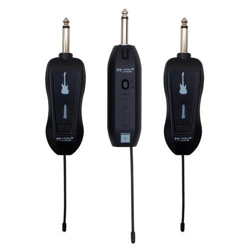 Magicvoice Gitar Tip Kablosuz Enstrüman Mikrofonu Üçlü Set Kablosuz Mikrofon 6.3 mm Jack Girişli 30 Mt. Çekim Mesafe