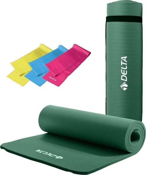 Konfor Zemin 10 Mm Taşıma Askılı Pilates Minderi 3'lü Pilates Bandı Egzersiz Direnç Lastiği