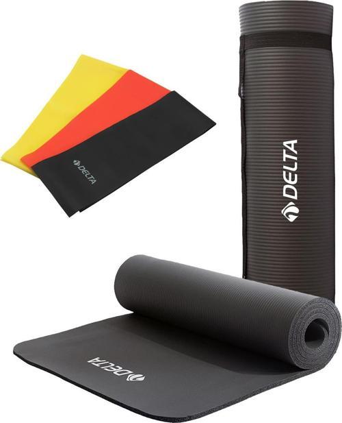 Konfor Zemin 10 Mm Taşıma Askılı Pilates Minderi 3'lü Pilates Bandı Egzersiz Direnç Lastiği