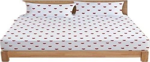 Tek  Kişilik Pamuklu  Lastikli Çarşaf  Seti 50X70 Yastık Kılıfı  Kalp Kesenli