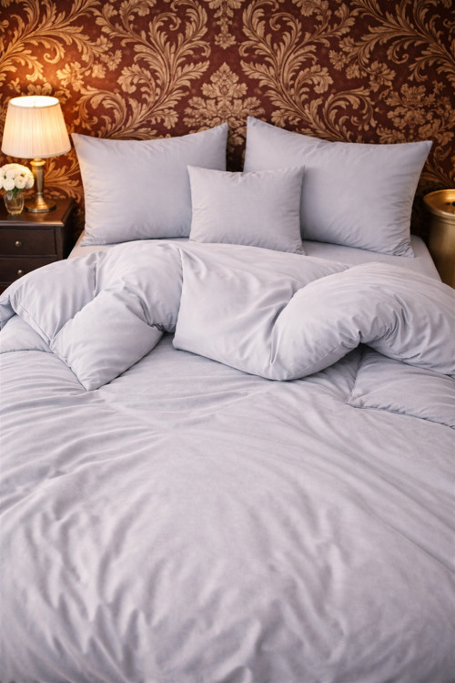 Tek Kişilik Nevresim Takımı Lastikli Çarşaflı Gri