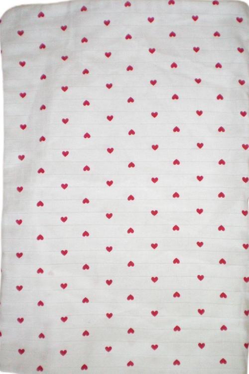 Müslin Yastık Kılıfı  % 100 Pamuklu Yıldılı Kalpli 35X44