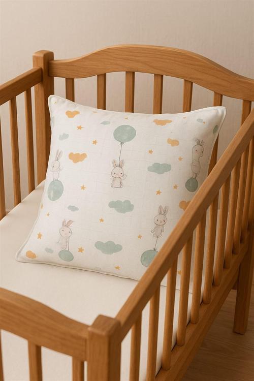 Müslin Bebek Yastık Kılıfı  % 100 Pamuklu Tafşanlı Bolonlu   35X44