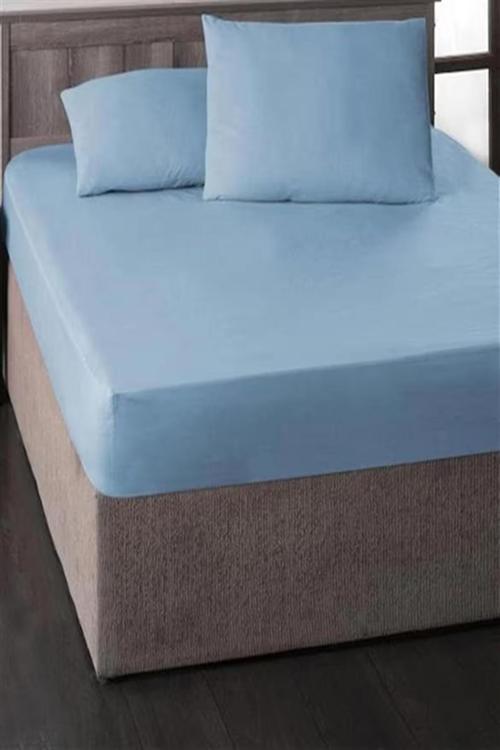 More  Home Çift Kişilik Lastikli Çarşaf Seti + 2 Yastık Kılıfı 180X200 Mavi