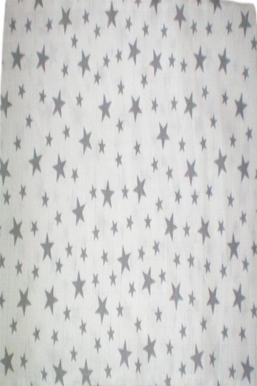 Müslin Bebek Yastık Kılıfı  % 100 Pamuklu Gri Yıldızlı   35X44
