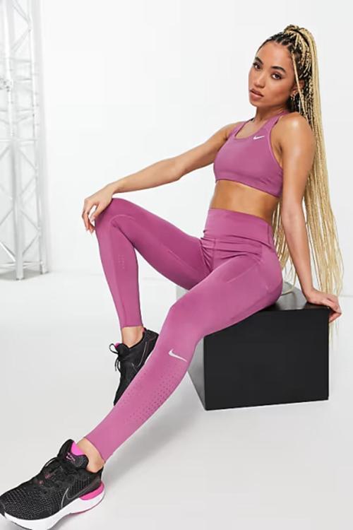 Running Fast Dri Fit Leggings Roze Epic Lux Buhar Bariyer Cepli Şekillendirici Toparlayıcı Mor Spor Tayt