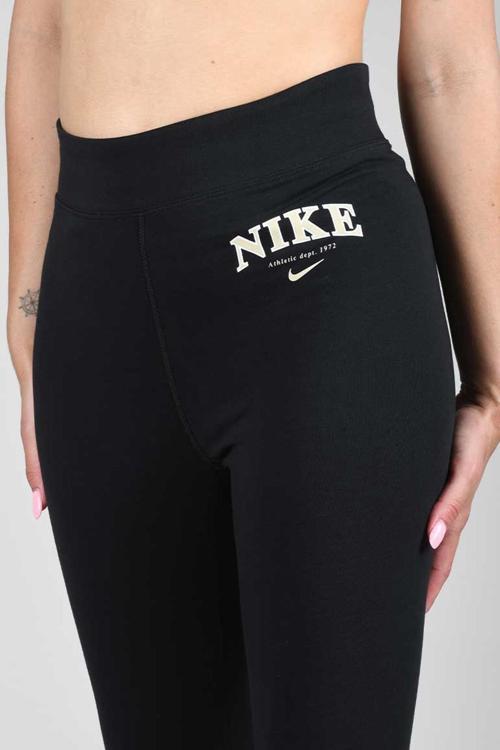 Varsity Women's Leggings High Rise Yüksek Belli Pamuklu Kadın Tayt Siyah