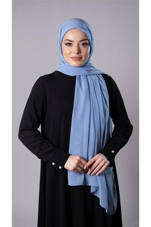 Bebe Mavisi Pratik Hazır Geçmeli Şal Şifon Kumaş Hijab Bone 3009_11
