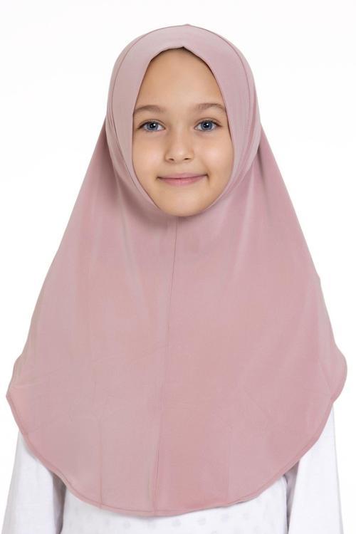 Pudra Pratik Hazır Geçmeli Genç Tesettür Bone Sandy Kumaş Düz Hijab 2312_06