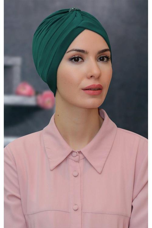 Zümrüt Pratik Hazır Geçmeli Tesettür Bone Sandy Kumaş Taçlı Büzgülü 1208_37