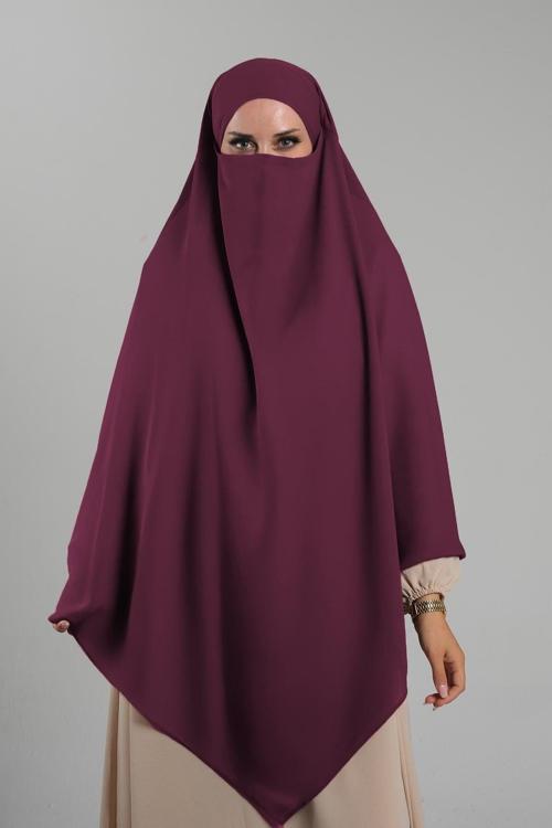 Kırmızı Pratik Hazır Geçmeli Tesettür Eşarp Krep Bağcıklı Çift Katlı Sufle Hijab 2314_31